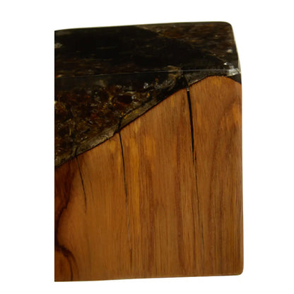 Sakra Teak Wood And Glass Sculpture In Brown