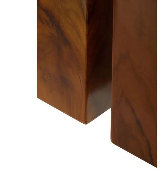 Sakra Teak Wood Set Of 2 Bookends In Dark Brown