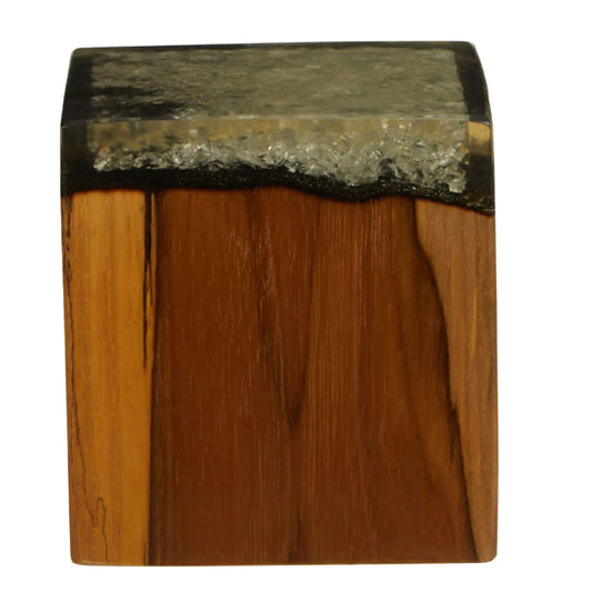 Sakra Teak Wood And Glass Vintage Sculpture In Brown