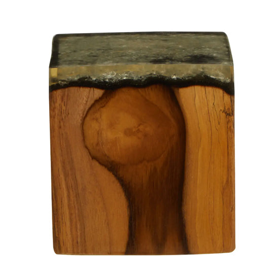 Sakra Teak Wood And Glass Vintage Sculpture In Brown