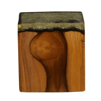 Sakra Teak Wood And Glass Vintage Sculpture In Brown