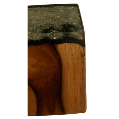 Sakra Teak Wood And Glass Vintage Sculpture In Brown