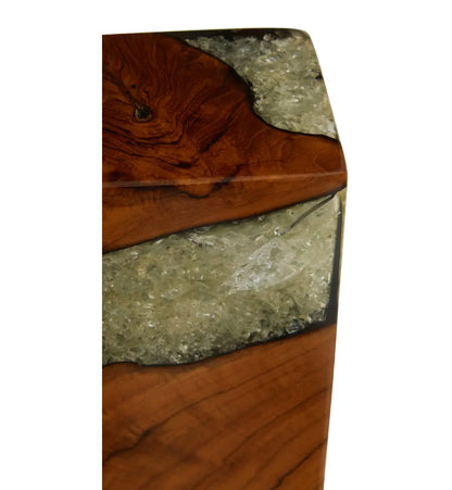 Sakra Teak Wood Set Of 2 Bookends In Burnt Effect