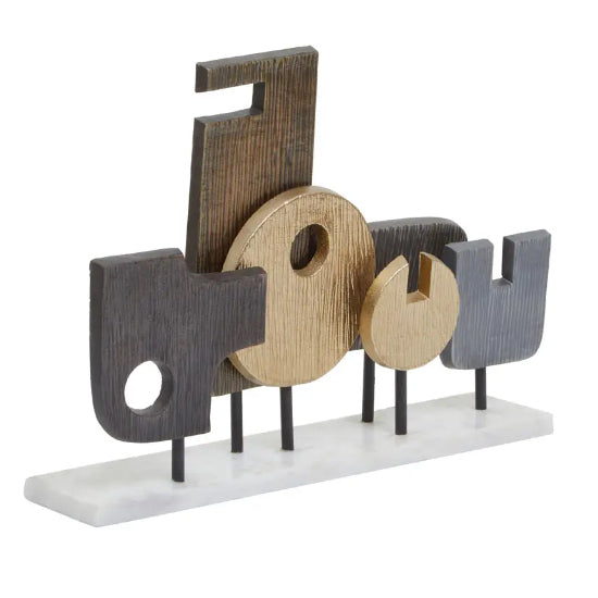 Simbolo Large Metal Sculpture In Assorted Colour With Marble Base