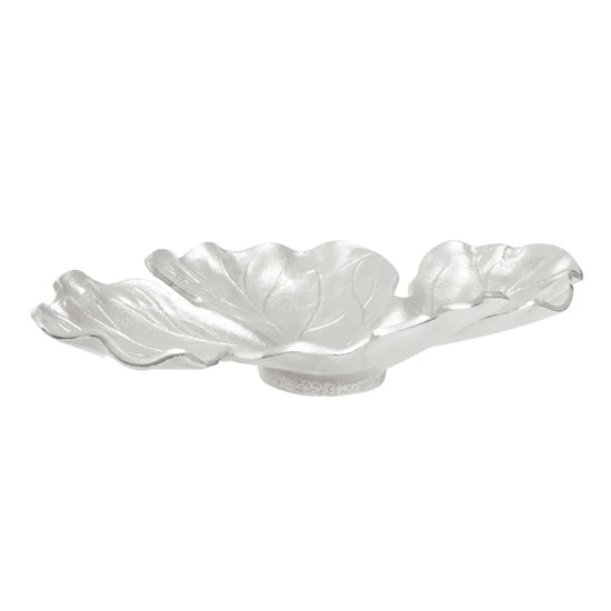 Hampstead Large Aluminium Leaf Dish In Nickel