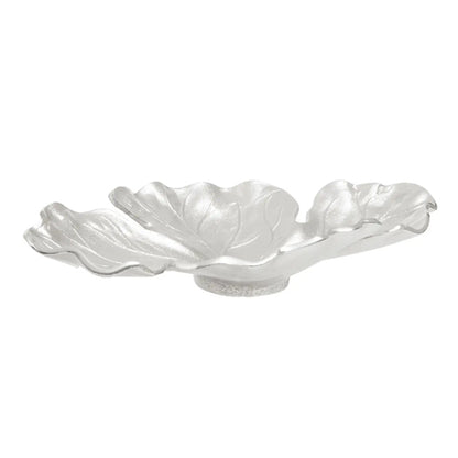 Hampstead Large Aluminium Leaf Dish In Nickel