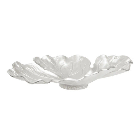 Hampstead Large Aluminium Leaf Dish In Nickel