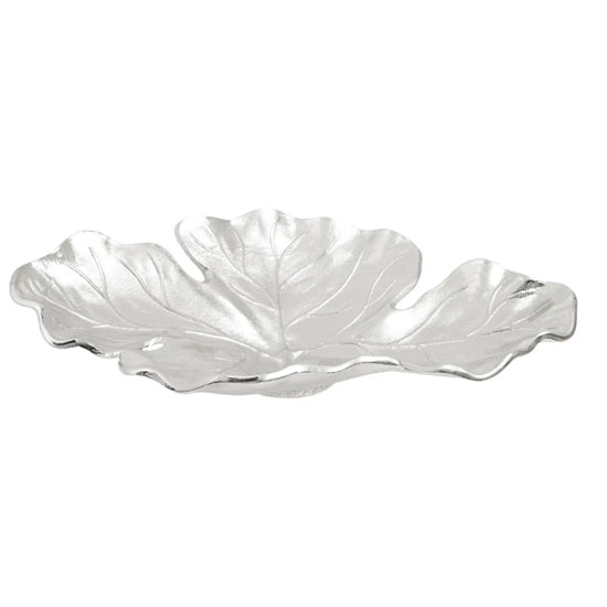 Hampstead Large Aluminium Leaf Dish In Nickel