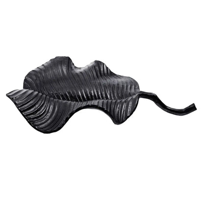 Prato Aluminium Wavy Leaf Dish In Rough Black