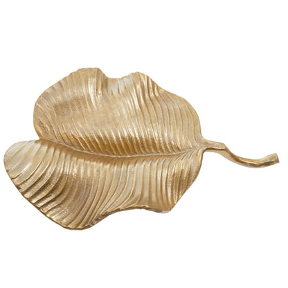 Prato Aluminium Wavy Leaf Dish In Rough Gold