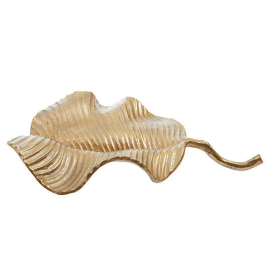 Prato Aluminium Wavy Leaf Dish In Rough Gold