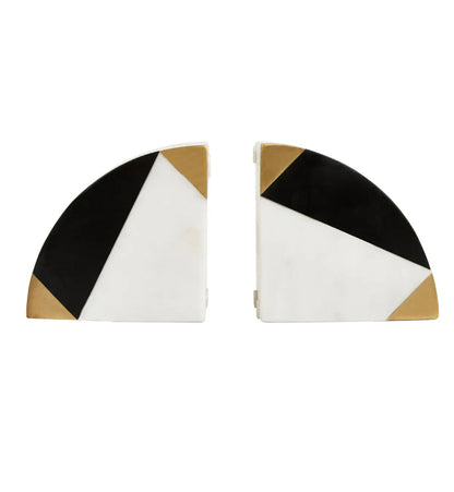 Oleena Onyx Stone Set Of 2 Bookends In Black And White