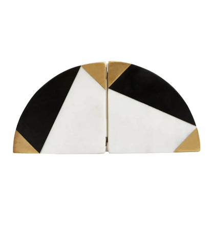 Oleena Onyx Stone Set Of 2 Bookends In Black And White