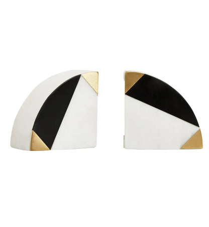Oleena Onyx Stone Set Of 2 Bookends In Black And White