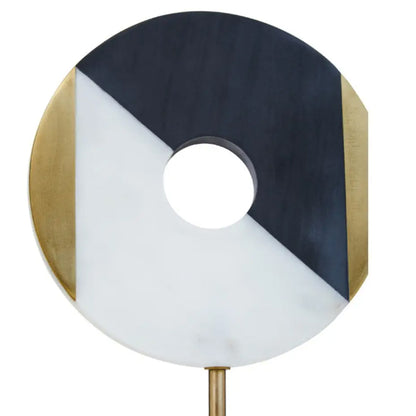Omari Brass Disc Sculpture In Gold With White Marble Base