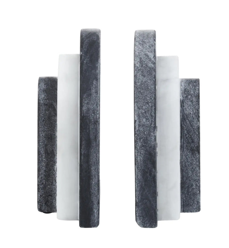 Oxana Marble Set Of 2 Bookends In Black And White