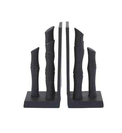 Hiba Metal Set Of 2 Bamboo Sticks Bookends In Black