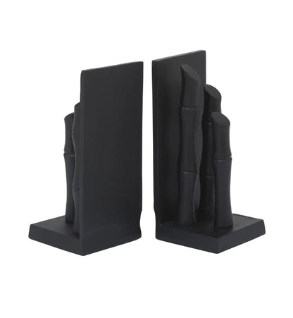 Hiba Metal Set Of 2 Bamboo Sticks Bookends In Black