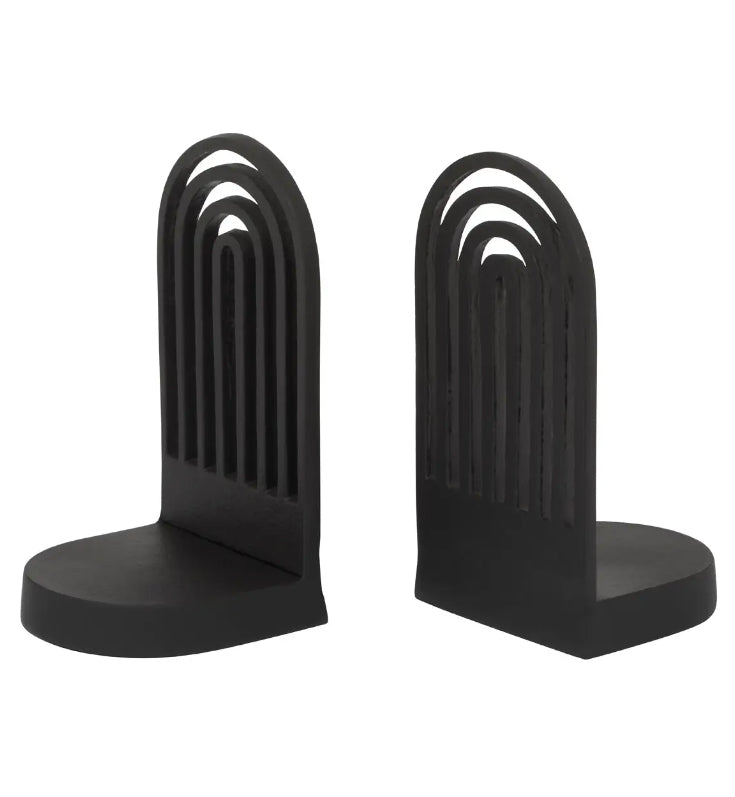 Rubi Metal Set Of 2 Curved Silhouette Bookends In Black