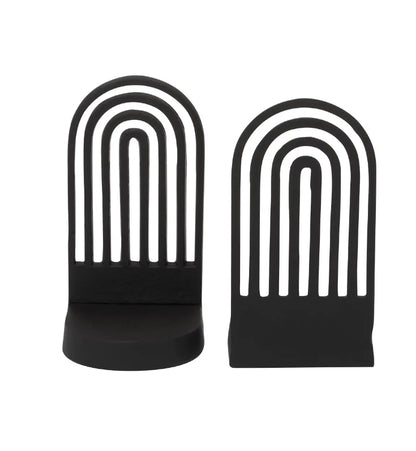 Rubi Metal Set Of 2 Curved Silhouette Bookends In Black