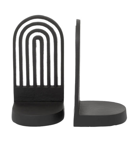Rubi Metal Set Of 2 Curved Silhouette Bookends In Black