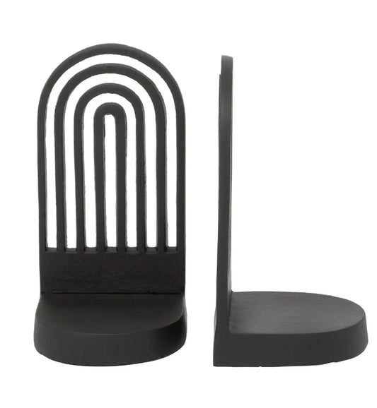 Rubi Metal Set Of 2 Curved Silhouette Bookends In Black