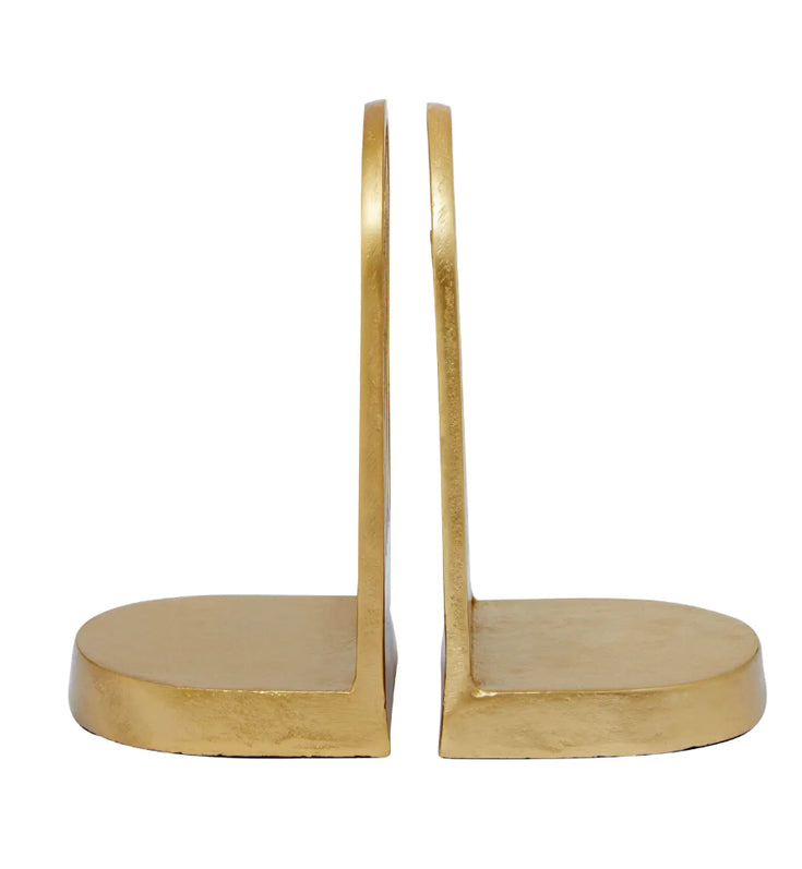 Rubi Metal Set Of 2 Curved Silhouette Bookends In Gold