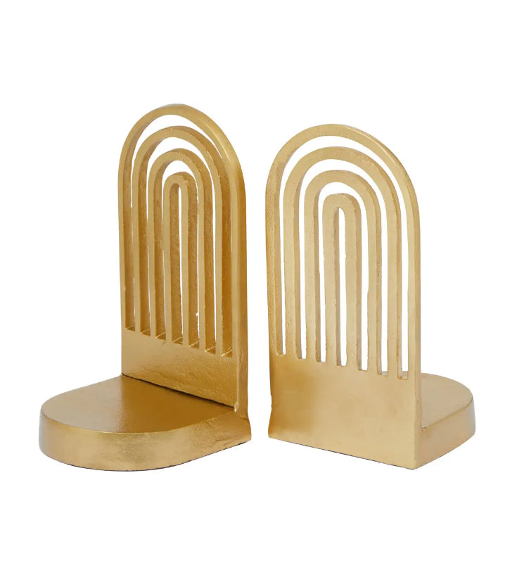 Rubi Metal Set Of 2 Curved Silhouette Bookends In Gold