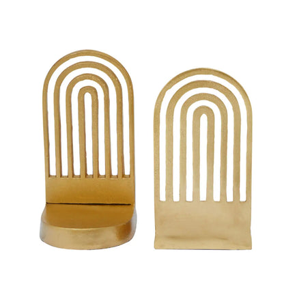 Rubi Metal Set Of 2 Curved Silhouette Bookends In Gold