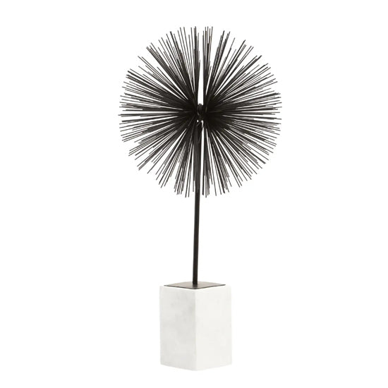 Mirano Metal Sculpture In Black With White Marble Base