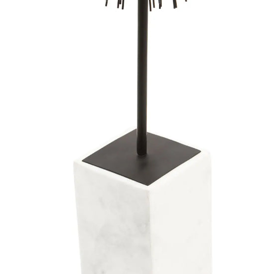 Mirano Metal Sculpture In Black With White Marble Base
