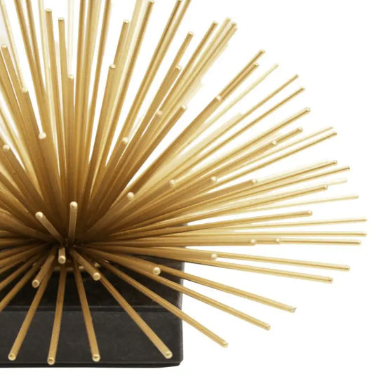 Mirano Metal Starburst Sculpture In Gold With Black Marble Base