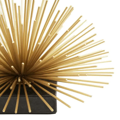 Mirano Metal Starburst Sculpture In Gold With Black Marble Base