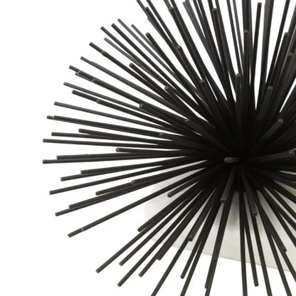 Mirano Metal Starburst Sculpture In Black With White Marble Base
