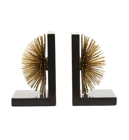 Mirano Metal Set Of 2 Starburst Bookends In Black