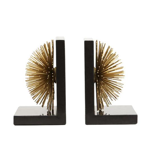 Mirano Metal Set Of 2 Starburst Bookends In Black