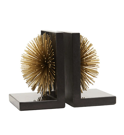Mirano Metal Set Of 2 Starburst Bookends In Black