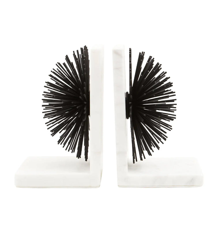 Mirano Metal Set Of 2 Starburst Bookends In White