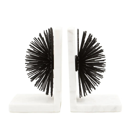 Mirano Metal Set Of 2 Starburst Bookends In White
