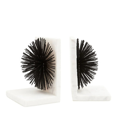 Mirano Metal Set Of 2 Starburst Bookends In White