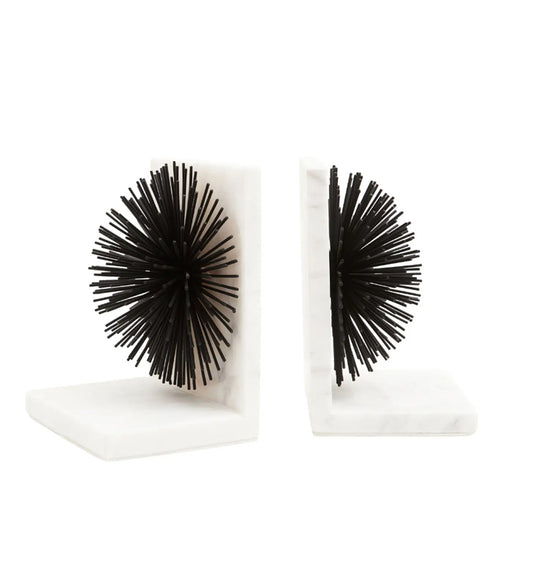 Mirano Metal Set Of 2 Starburst Bookends In White