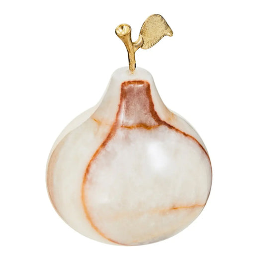 Oleena Onyx Decorative Pear In White And Gold