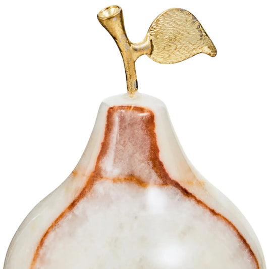 Oleena Onyx Decorative Pear In White And Gold