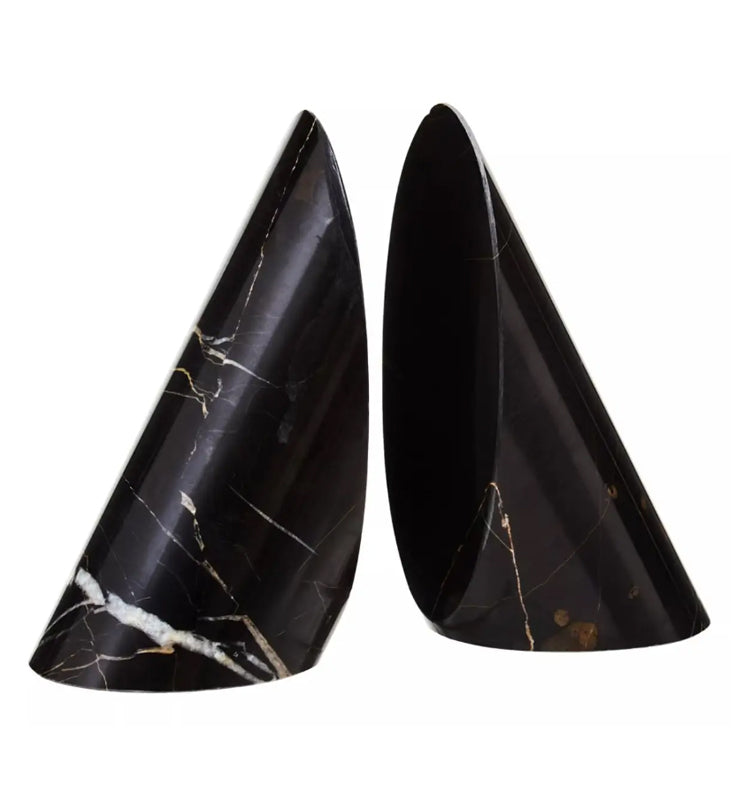 Salmo Marble Set Of 2 Bookends In Black
