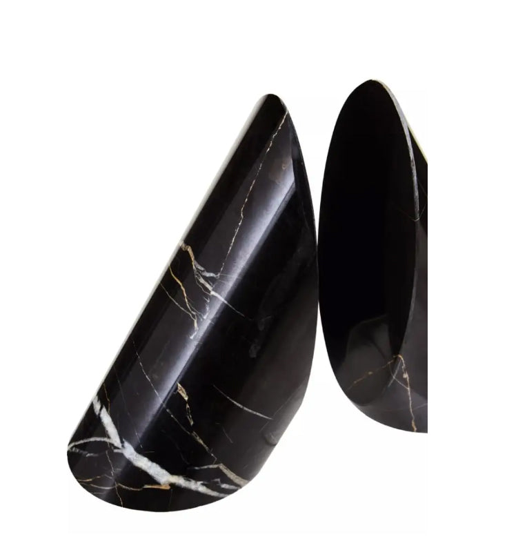 Salmo Marble Set Of 2 Bookends In Black
