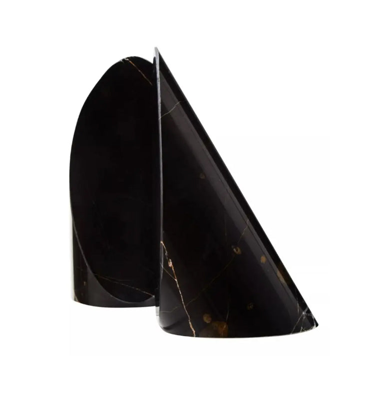 Salmo Marble Set Of 2 Bookends In Black
