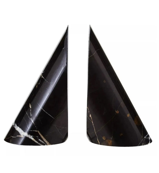 Salmo Marble Set Of 2 Bookends In Black