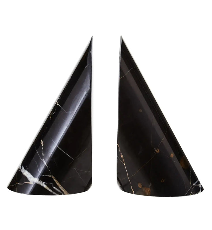 Soma Marble Set Of Two Striped Bookends In Black And White