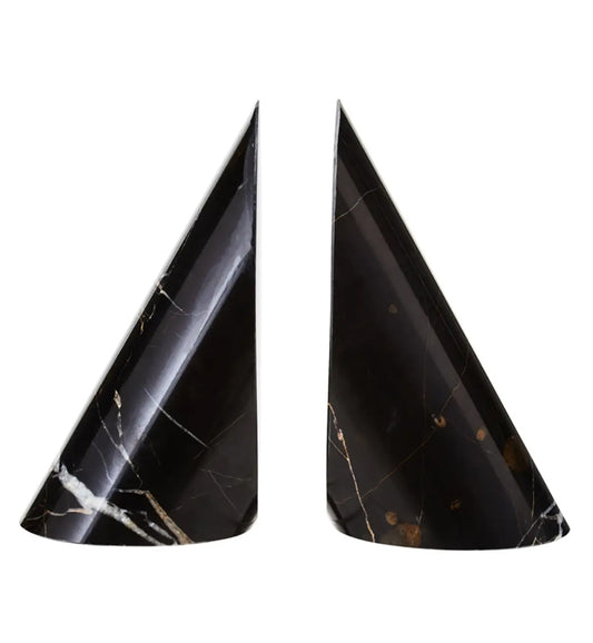 Soma Marble Set Of Two Striped Bookends In Black And White