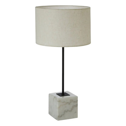 Murdoch Natural Linen Table Lamp With White Marble Base